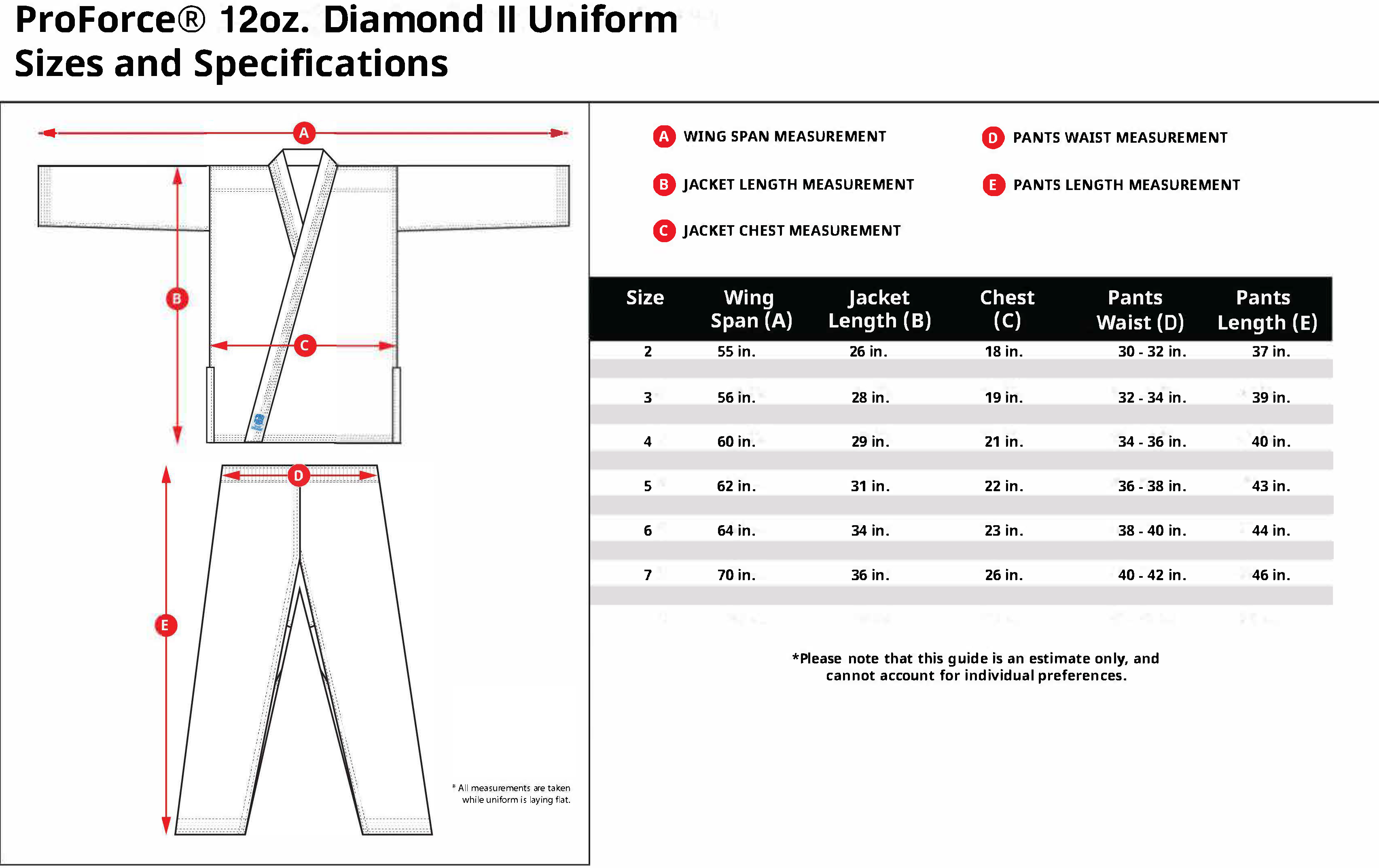 12oz Diamond Uniform Spec Sheet